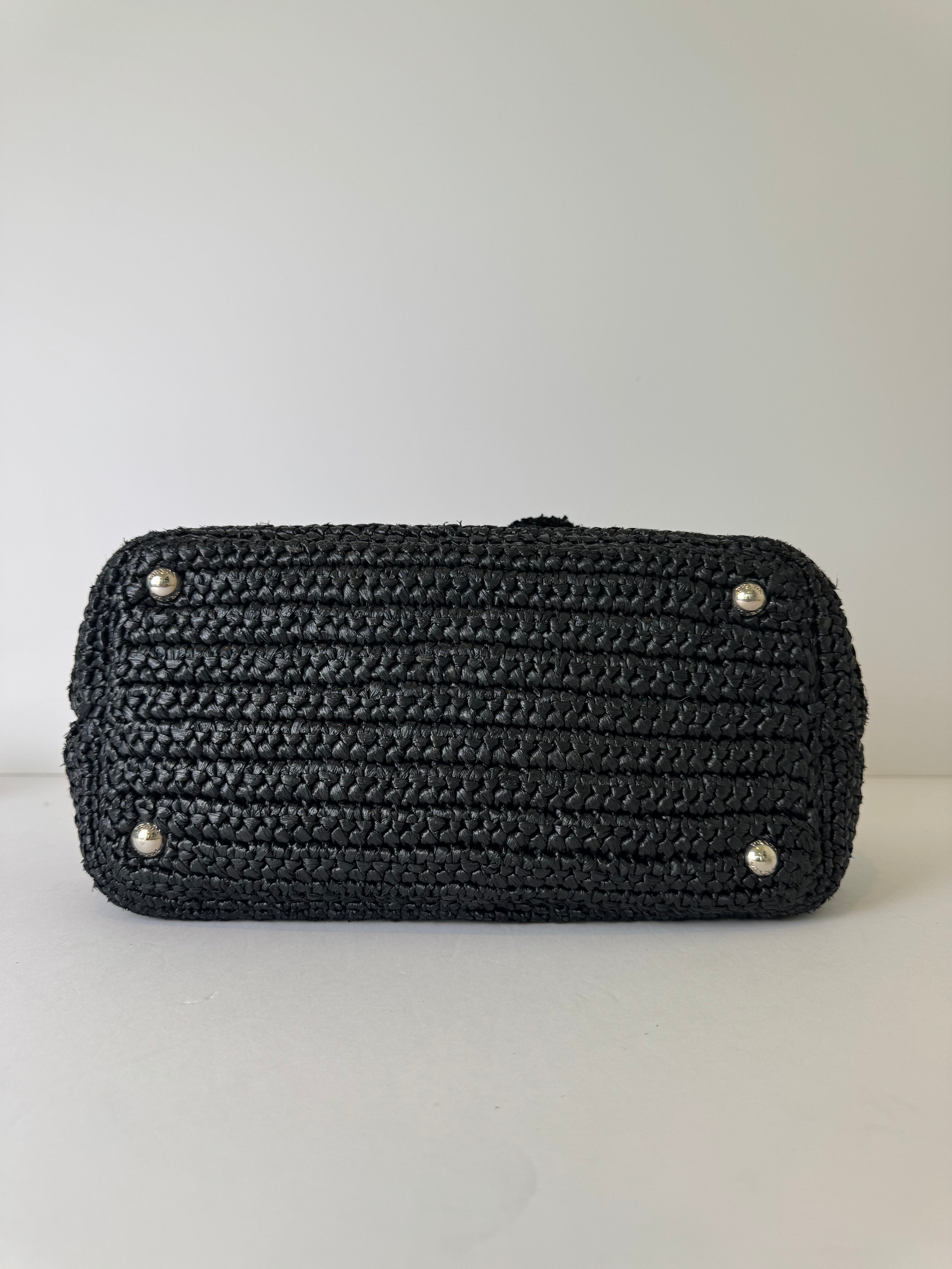 Prada Vintage Raffia Handle Bag