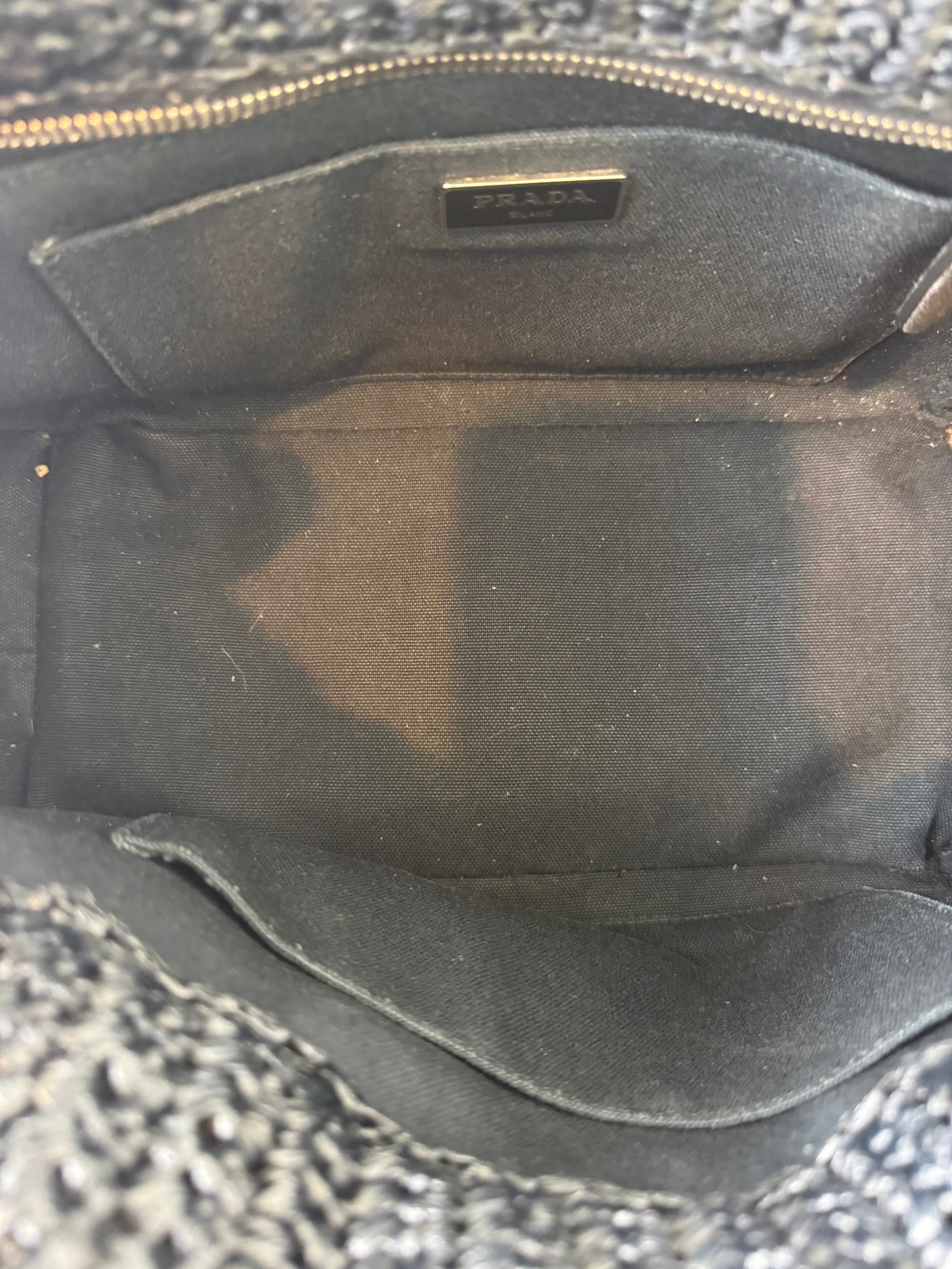 Prada Vintage Raffia Handle Bag