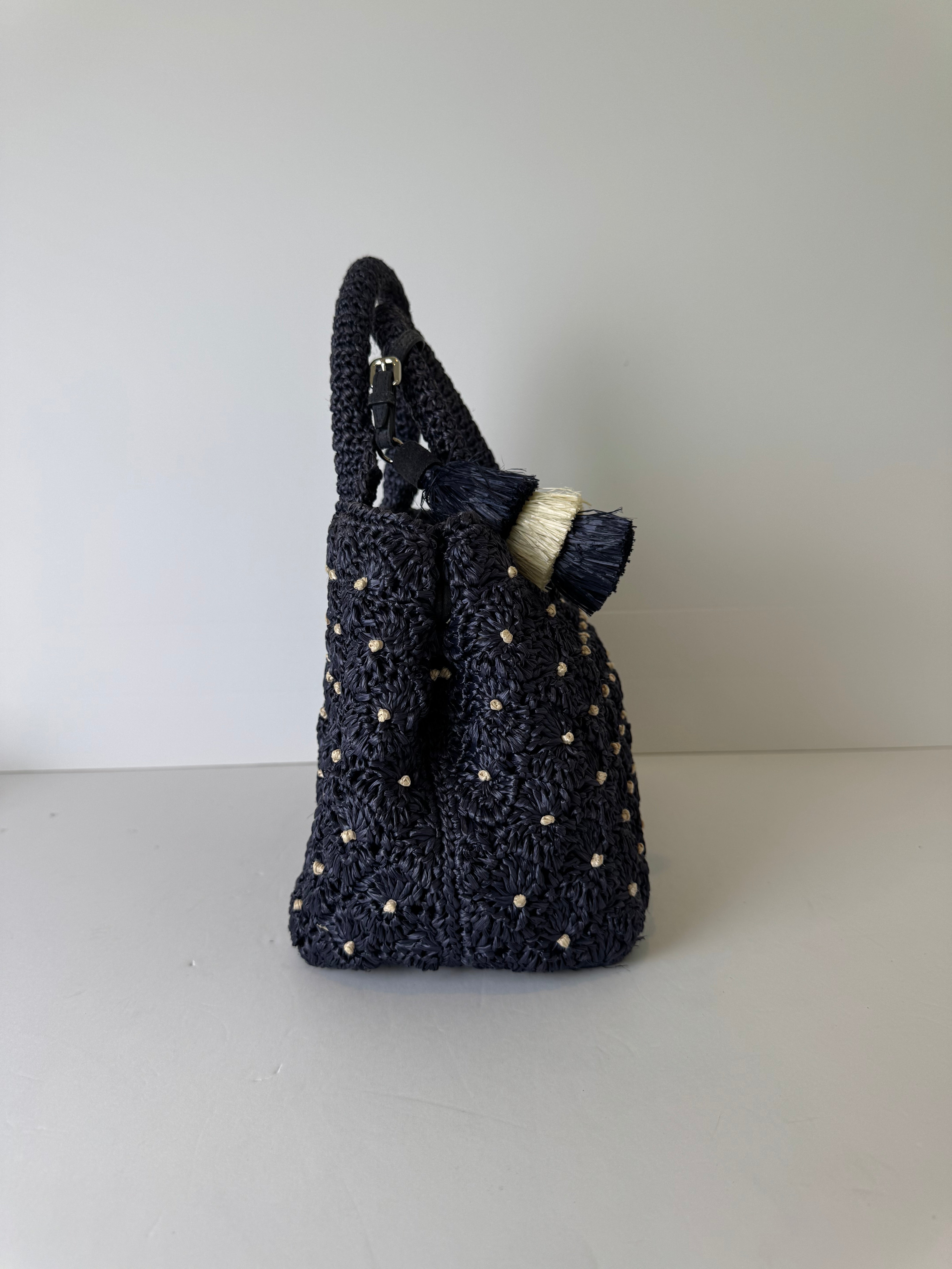 Prada Canapa Raffia Crochet Tote Bag