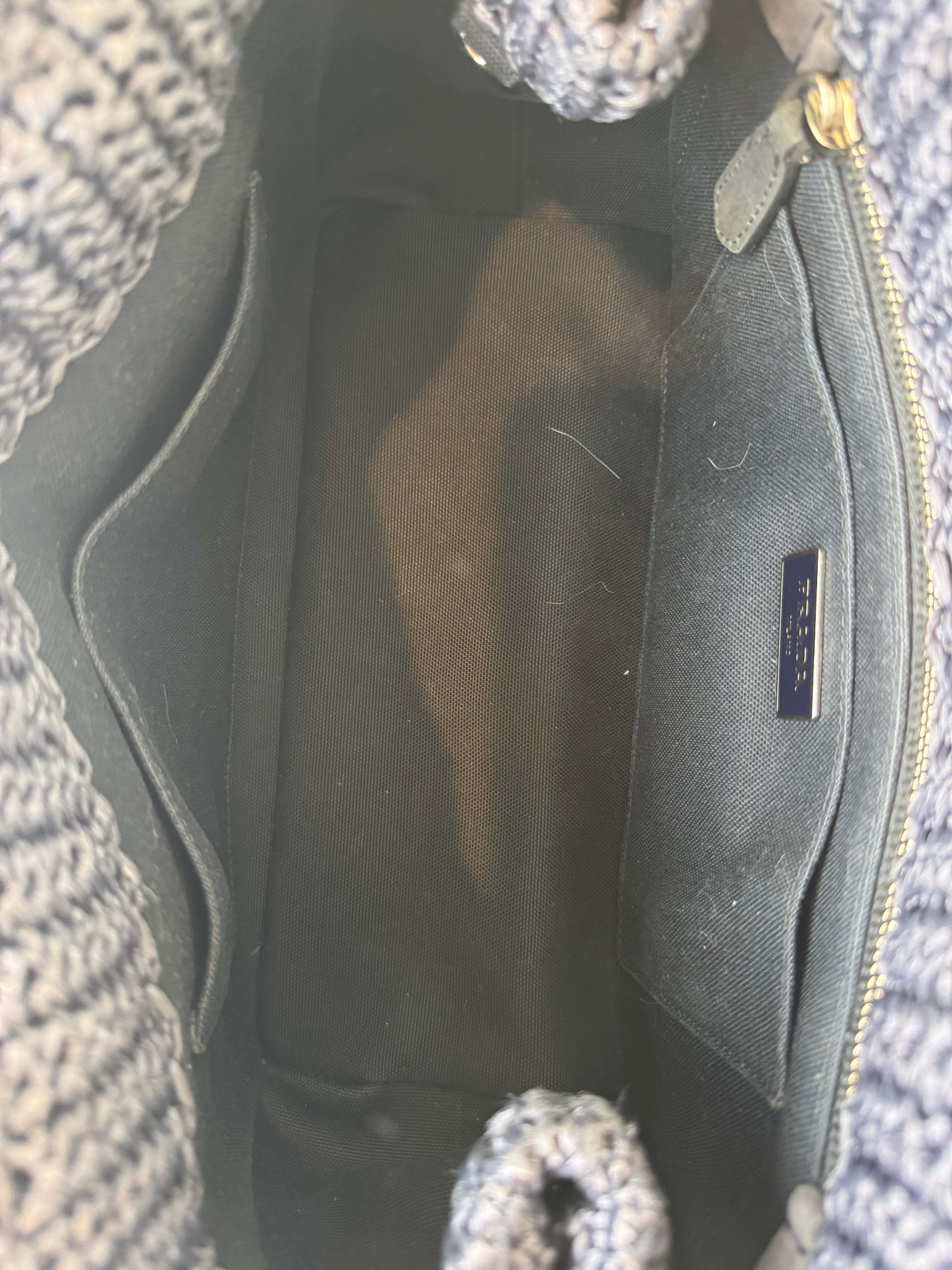 Prada Canapa Raffia Crochet Tote Bag