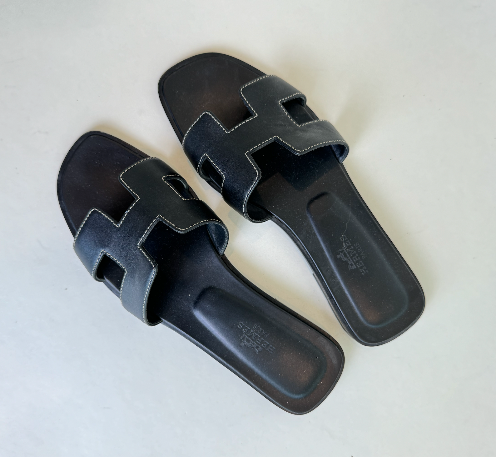 Hermes Black Oran Sandal 36