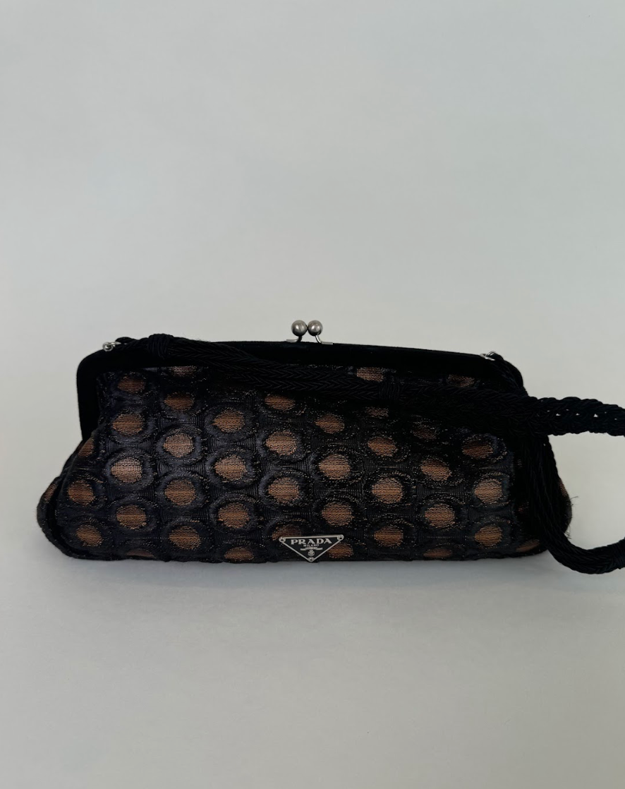 Prada Black Velvet Raso Frame Bag