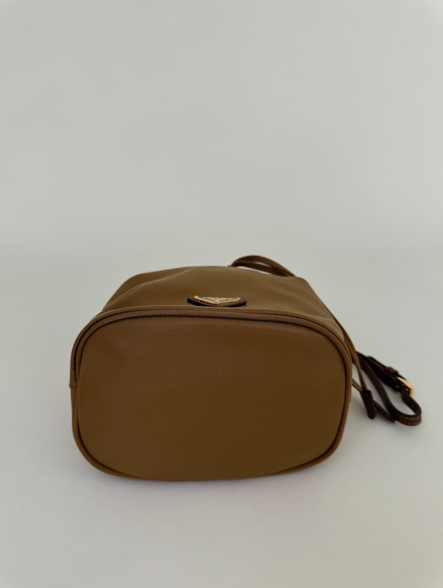 Prada Brown Nylon Bucket Bag