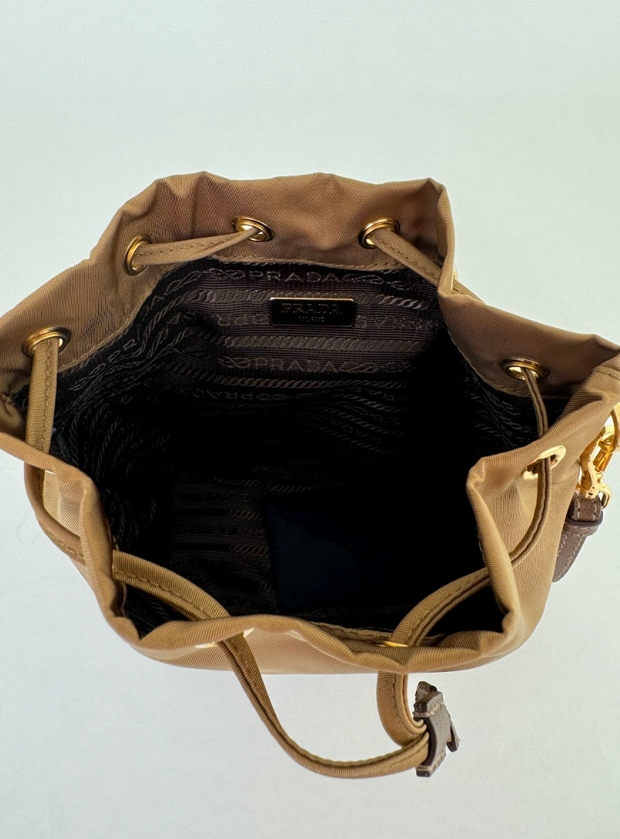 Prada Brown Nylon Bucket Bag