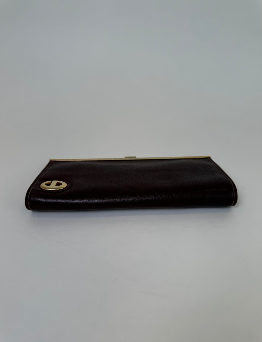 Christian Dior Brown Leather Clutch