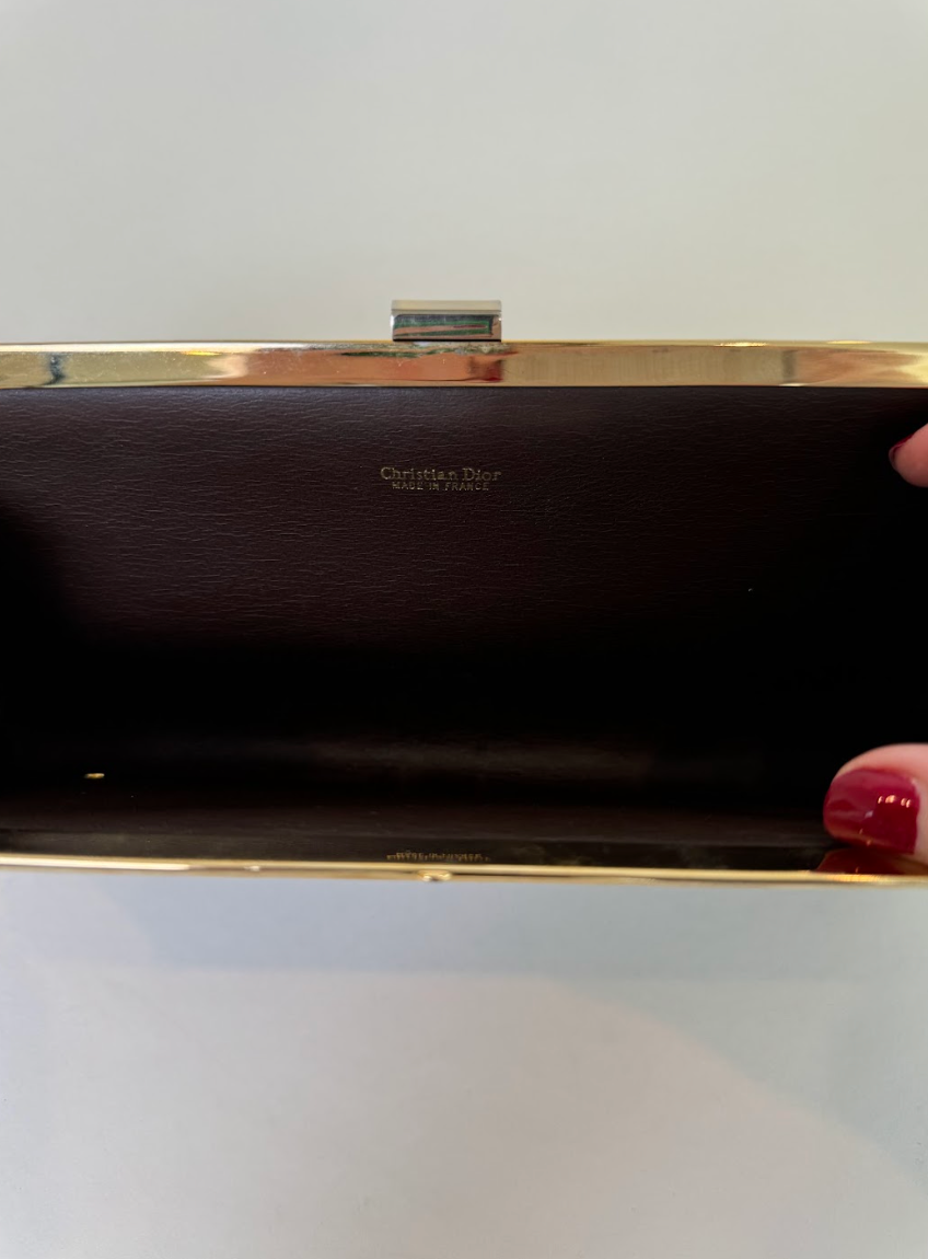 Christian Dior Brown Leather Clutch