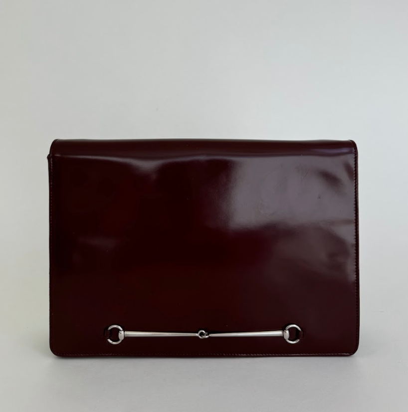 Gucci Tom Ford Slim Horsebit Shoulder Bag/Clutch Burgundy