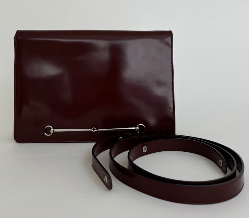 Gucci Tom Ford Slim Horsebit Shoulder Bag/Clutch Burgundy