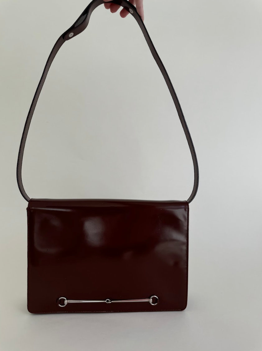 Gucci Tom Ford Slim Horsebit Shoulder Bag/Clutch Burgundy