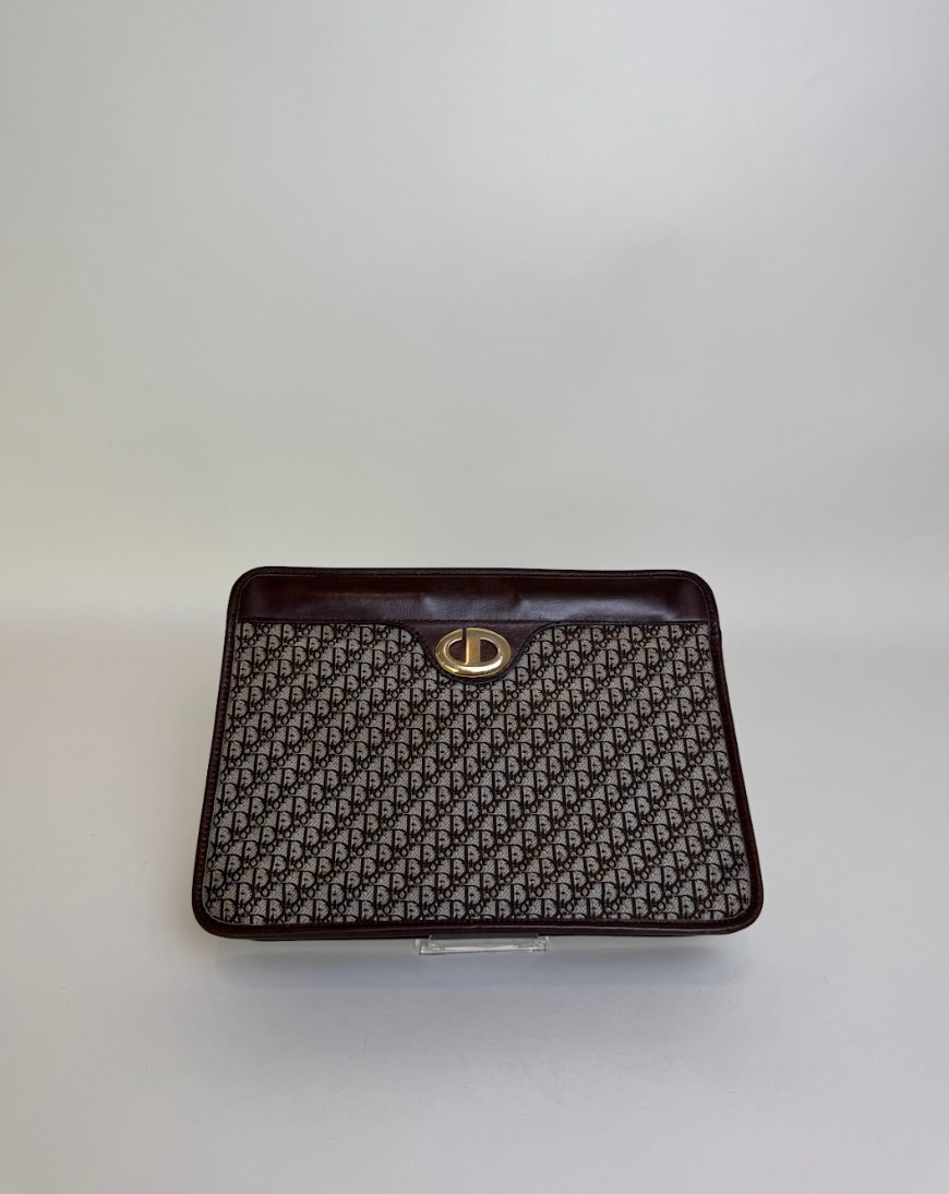 Christian Dior Brown Leather Clutch