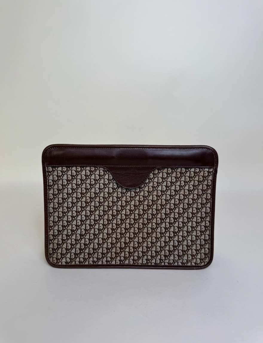 Christian Dior Brown Leather Clutch