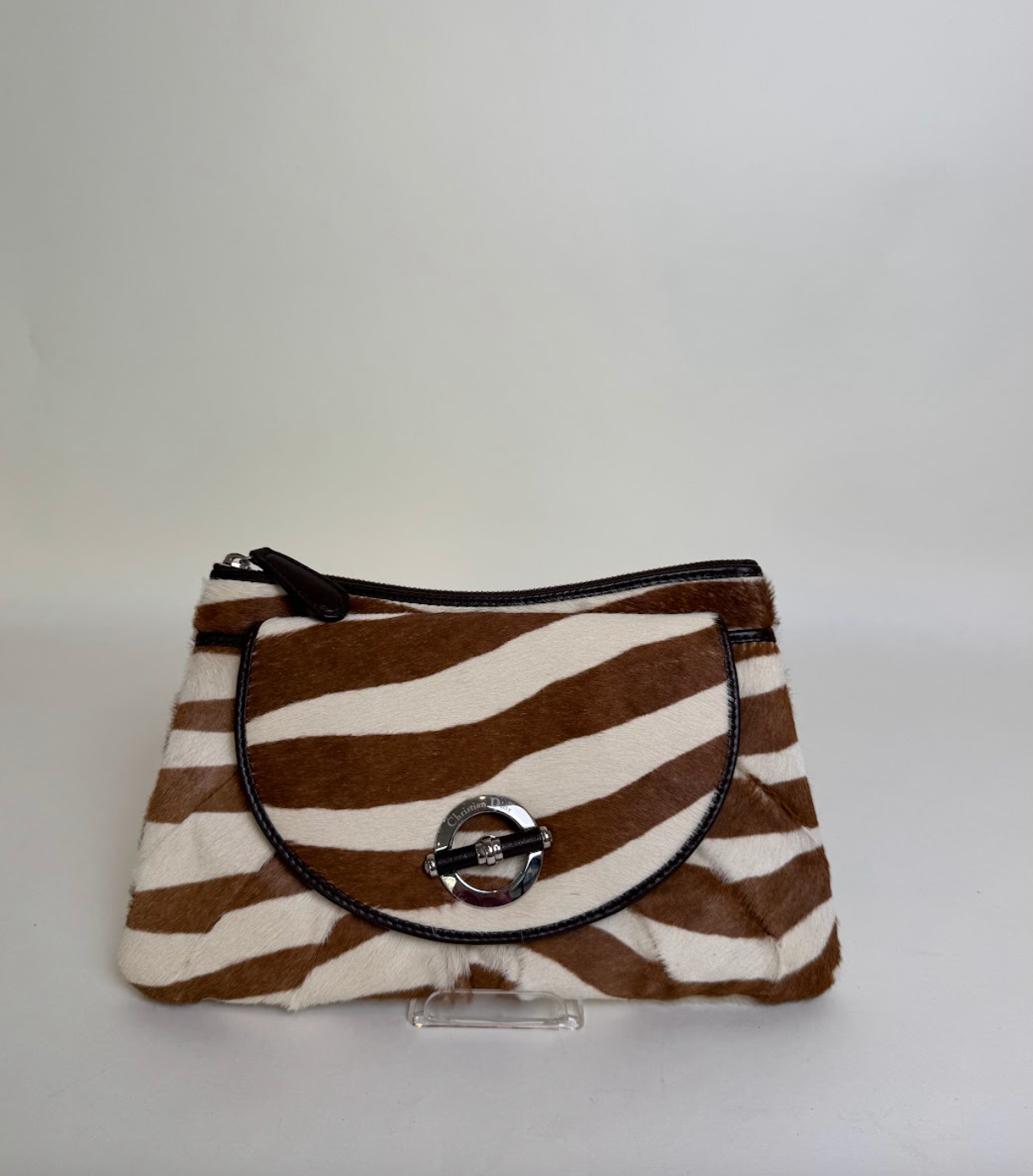 Christian Dior Zebra Print Calf Hair Clutch