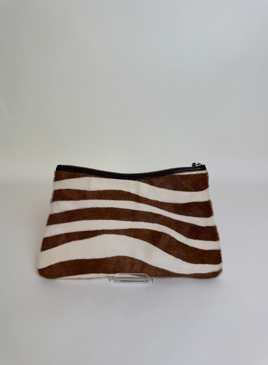 Christian Dior Zebra Print Calf Hair Clutch