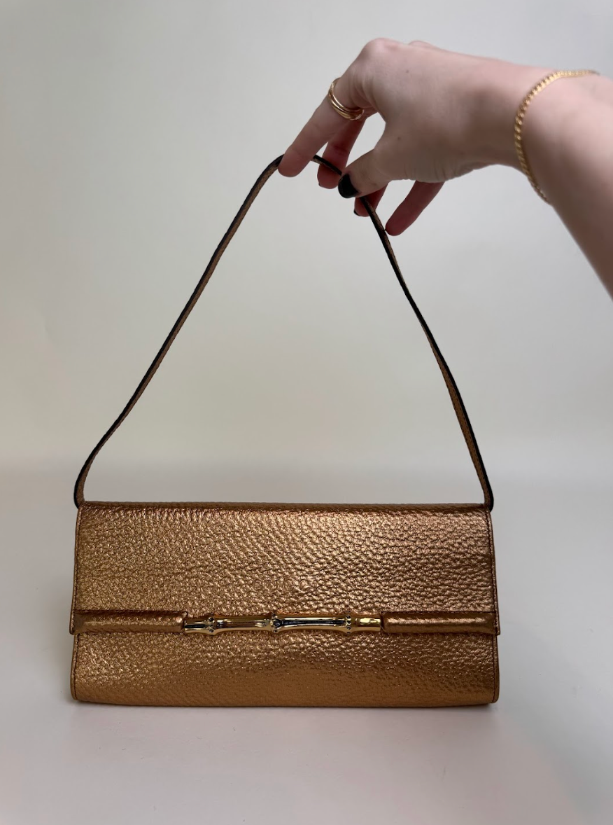 Gucci Gold Leather Shoulder Bag/Clutch