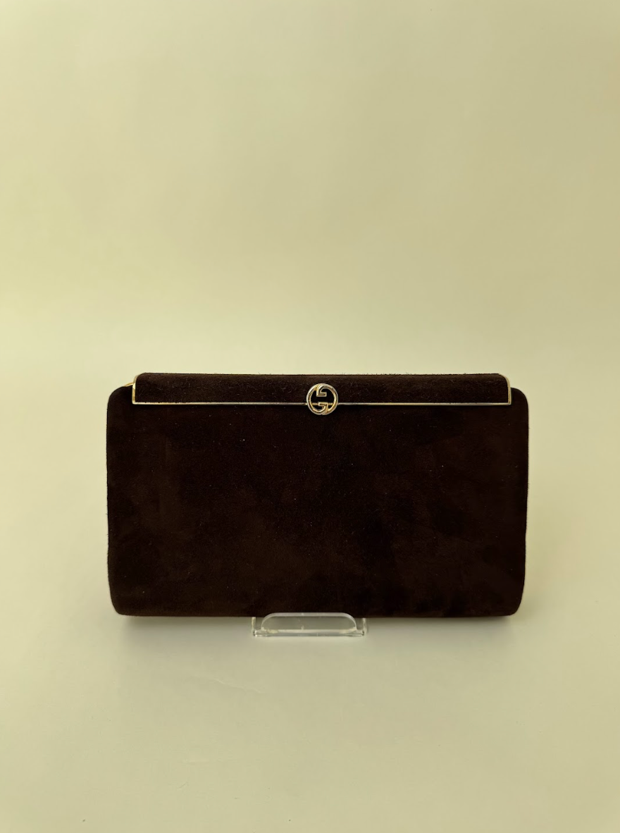 Gucci Brown Suede Clutch