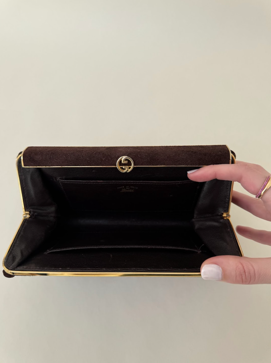 Gucci Brown Suede Clutch