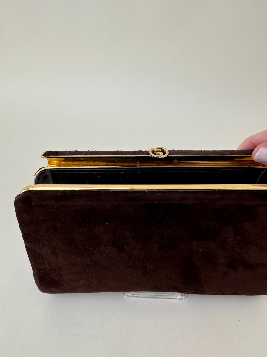 Gucci Brown Suede Clutch