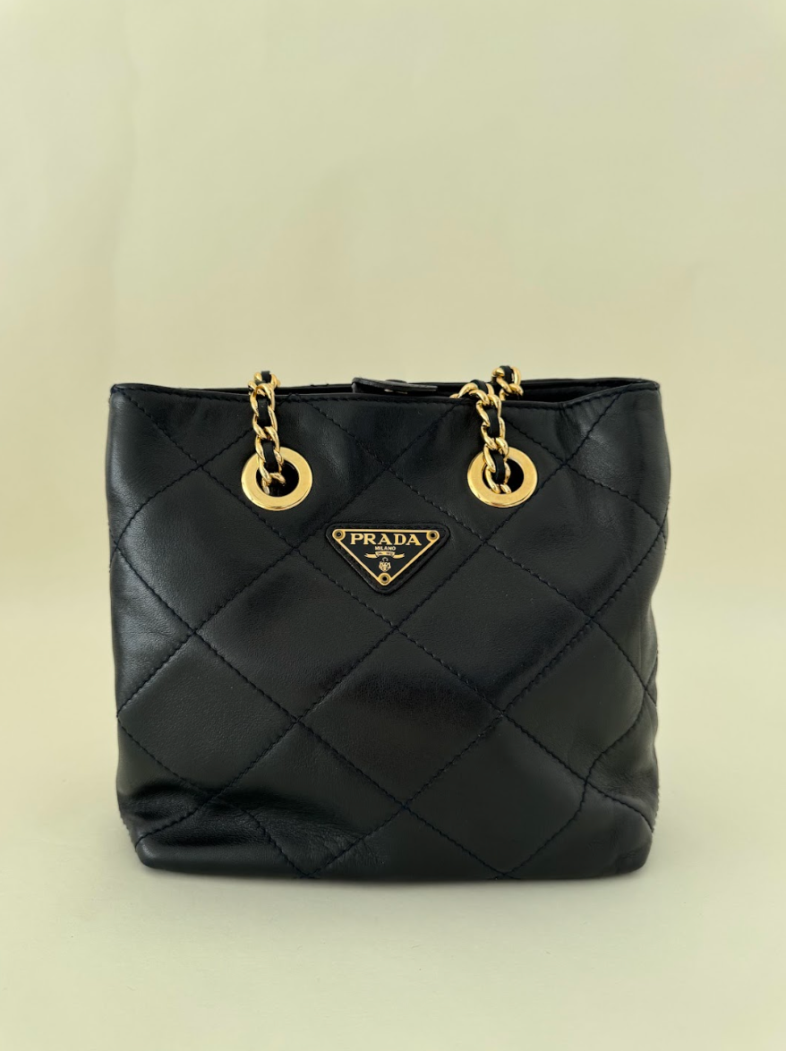 Prada Quilted Black Leather Chain Shoulder Bag