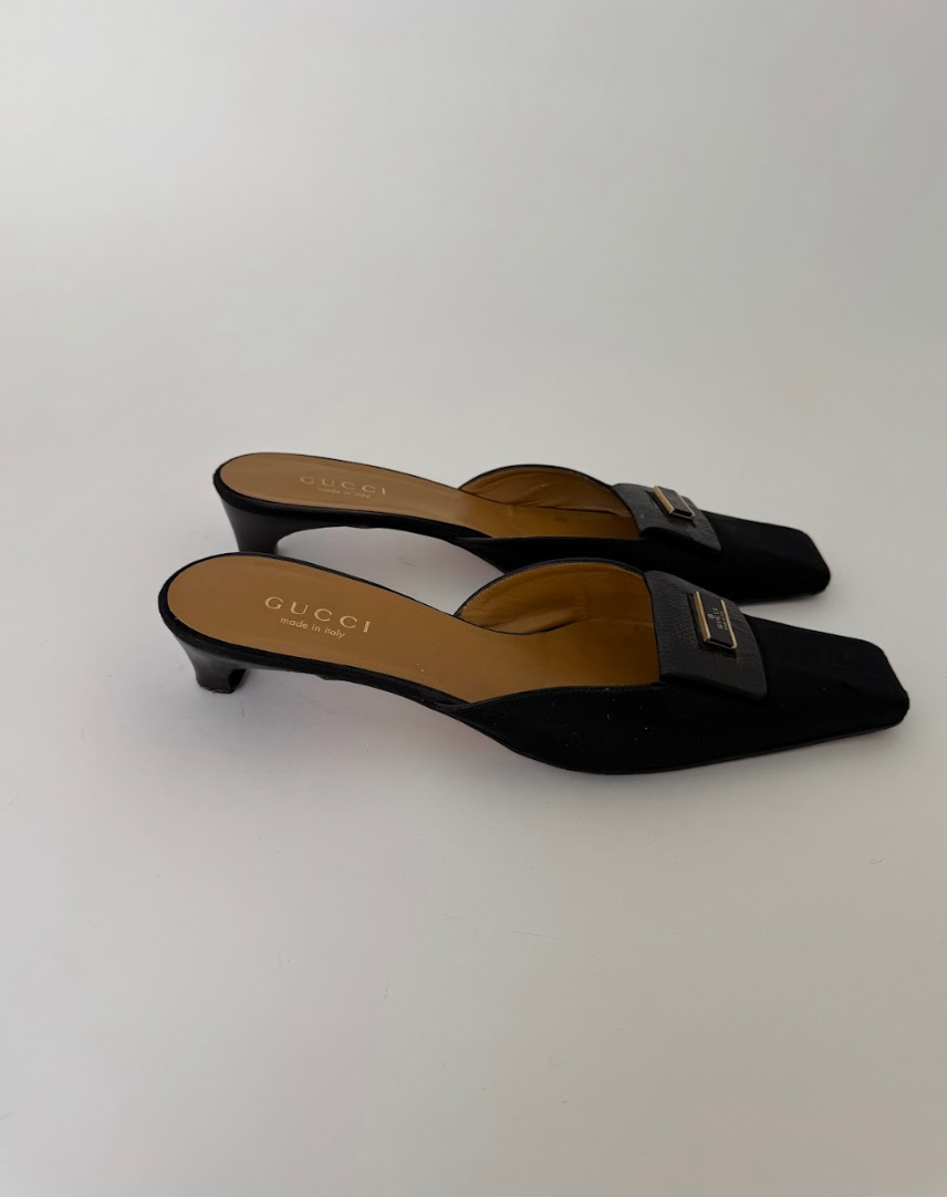 Gucci Black Satin Mules 10