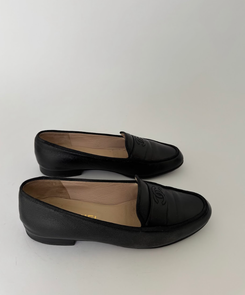 Chanel Black Loafers 36.5