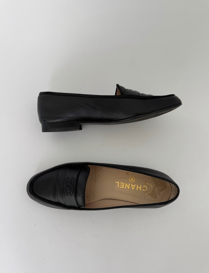 Chanel Black Loafers 36.5