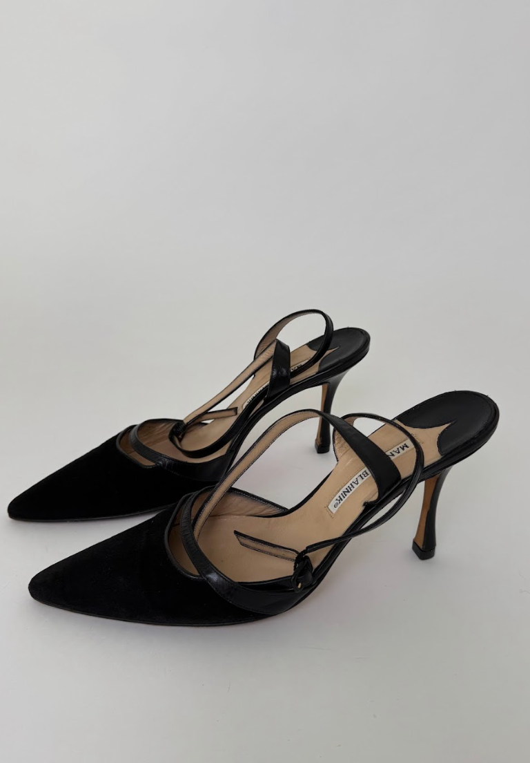 Manolo Blahnik Black Slingbacks 38.5