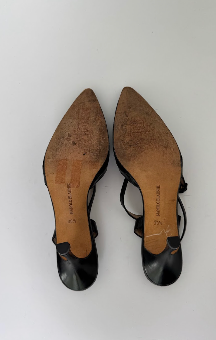 Manolo Blahnik Black Slingbacks 38.5