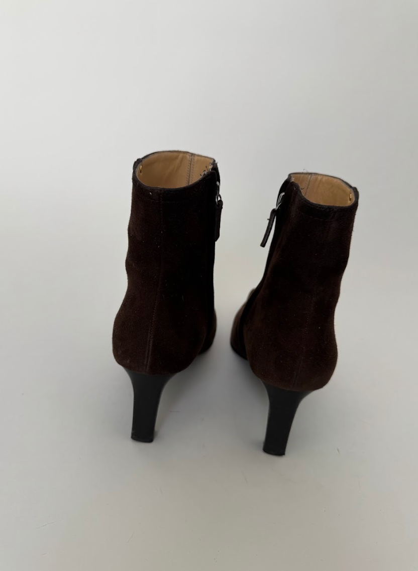 Chanel Brown Suede Ankle Boots 36.5