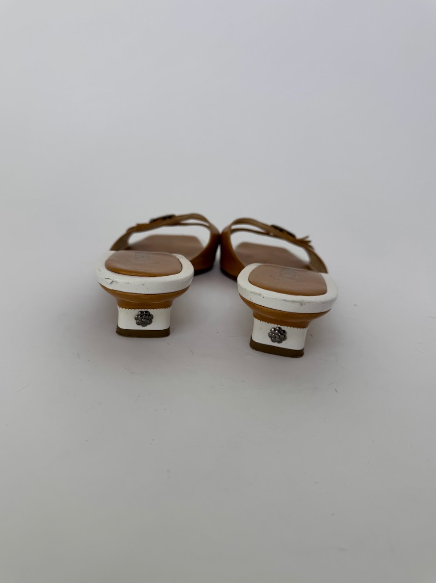 Chanel Camellia Leather Sandals 39