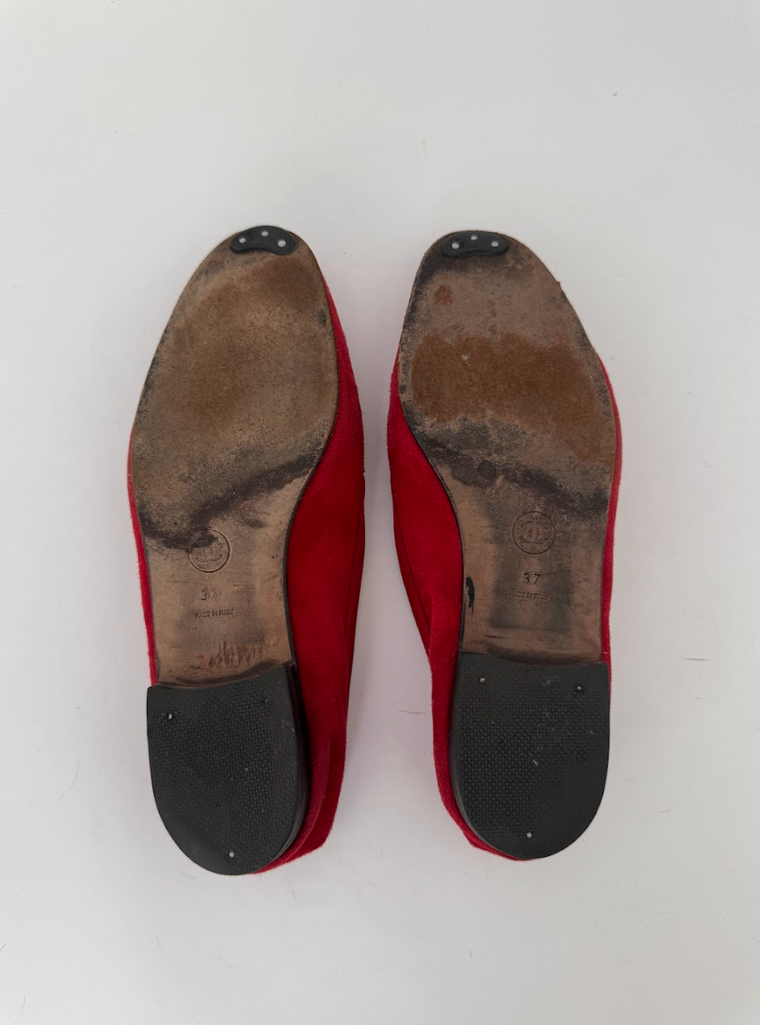 Chanel Red Suede Loafers 37