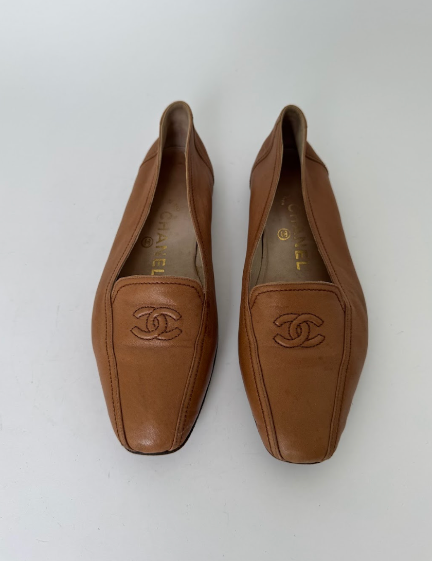 Chanel Brown Leather Loafers 36