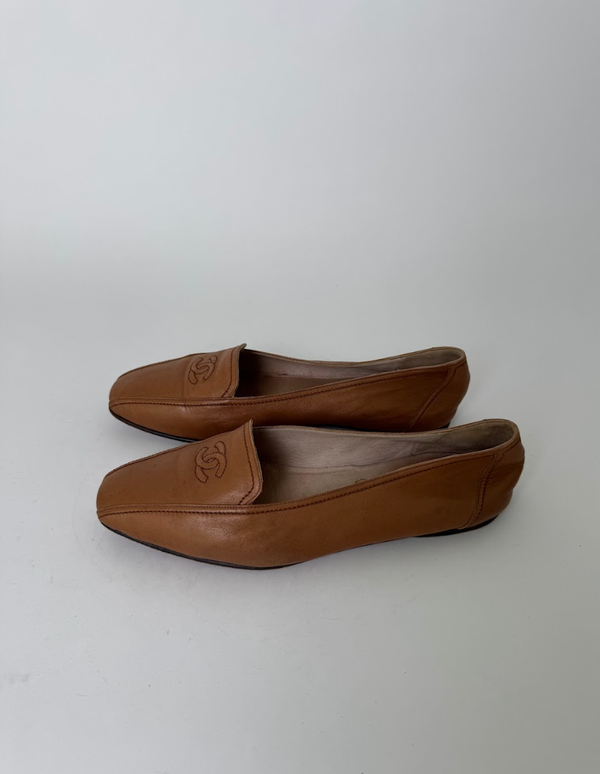 Chanel Brown Leather Loafers 36