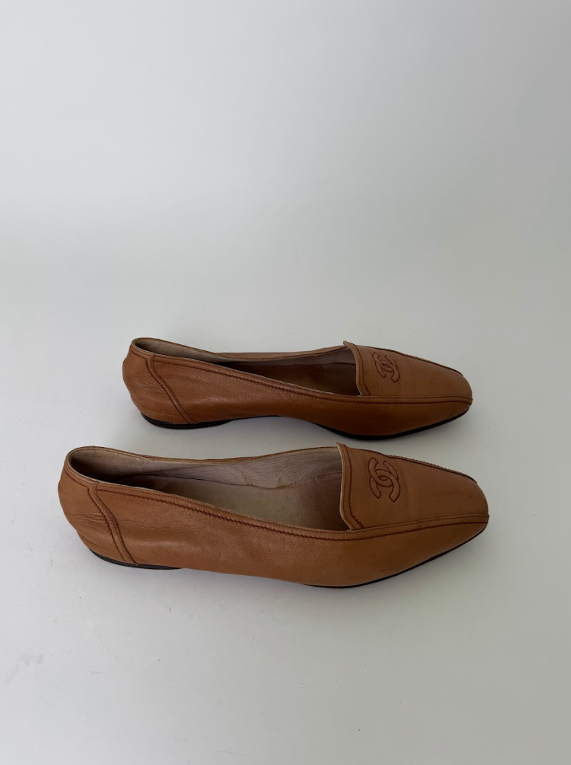 Chanel Brown Leather Loafers 36