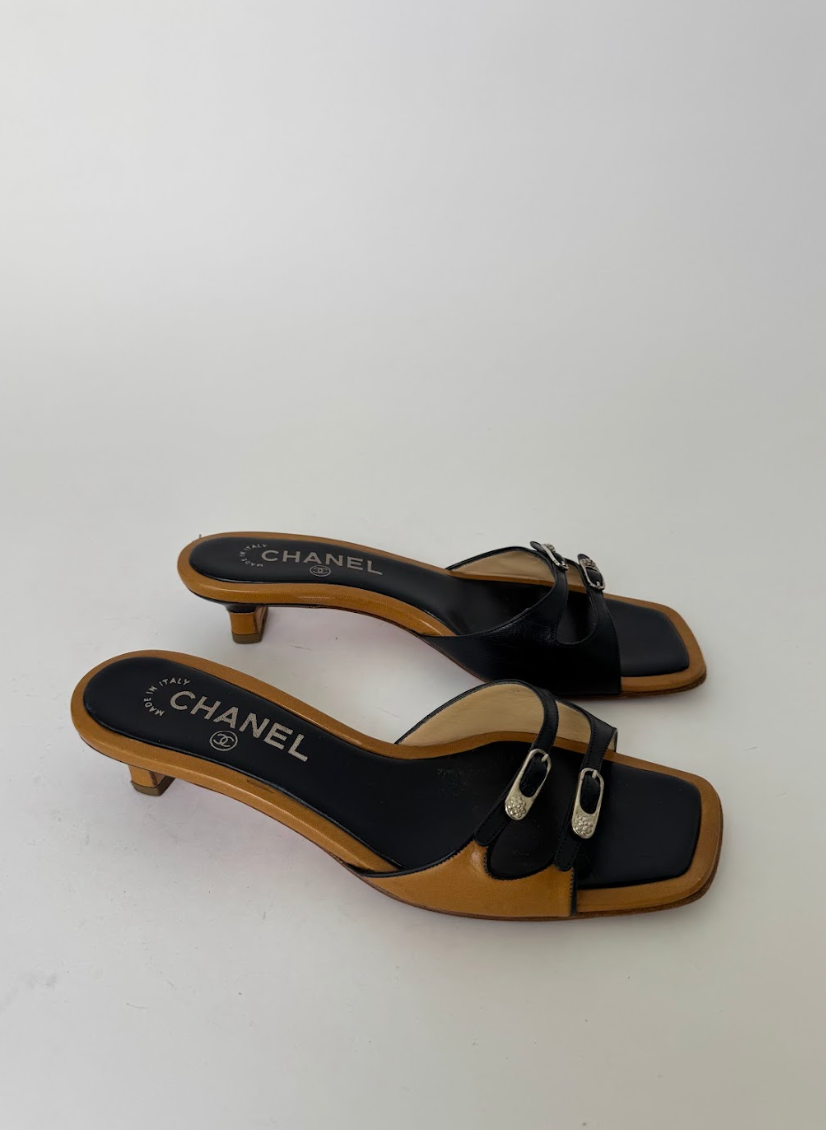 Chanel Camellia Leather Sandals 36.5