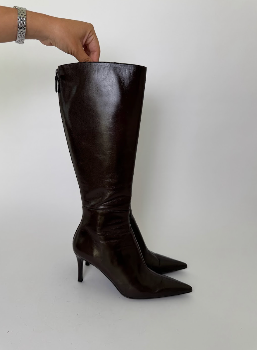 Gucci Brown Calf Leather Boots 38