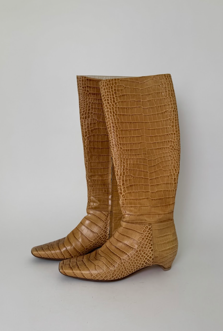 Dior Crocodile Embossed Boots 39