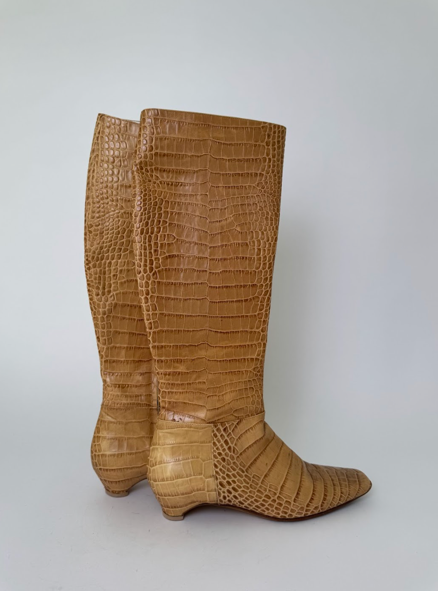 Dior Crocodile Embossed Boots 39