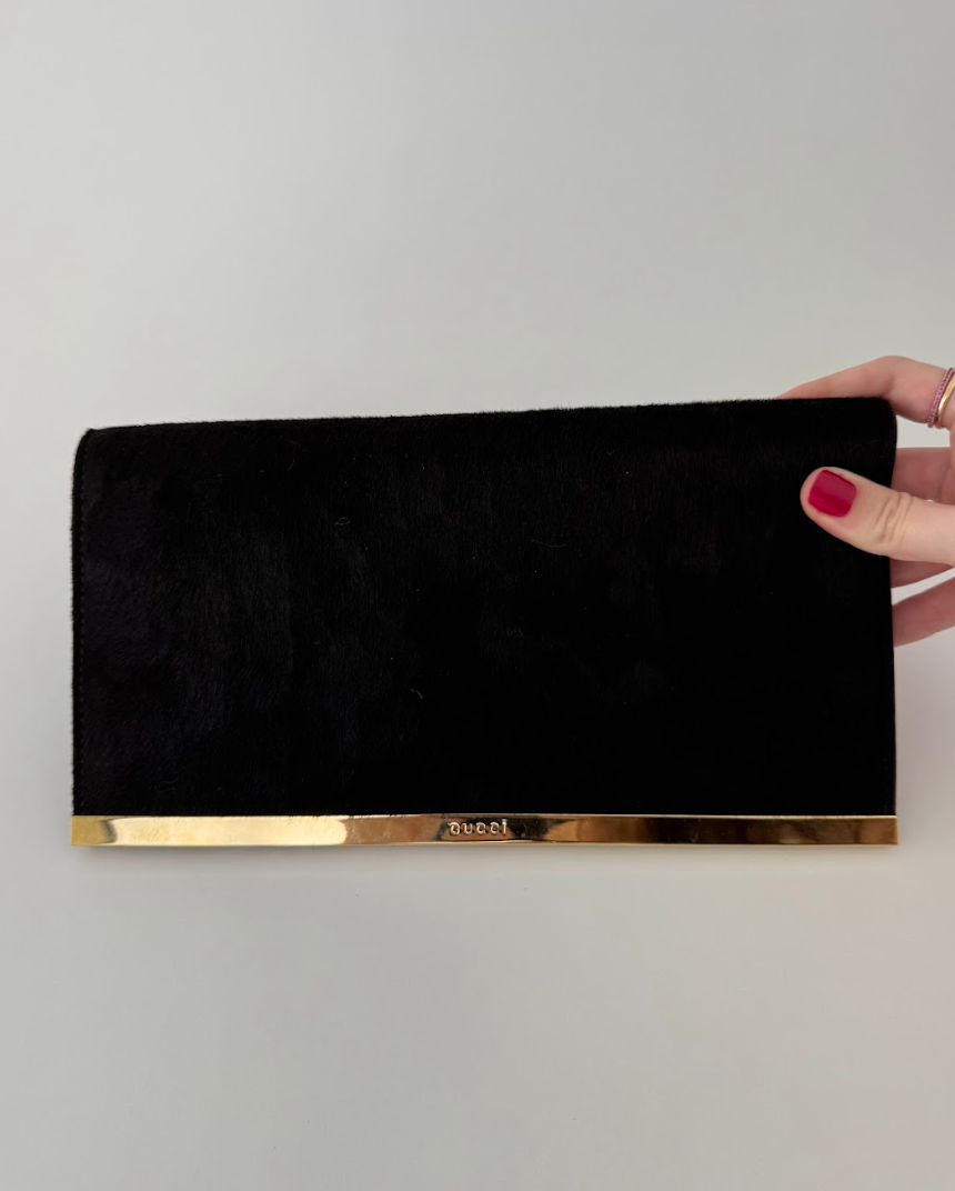 Gucci Tom Ford Brown Pony Hair Clutch