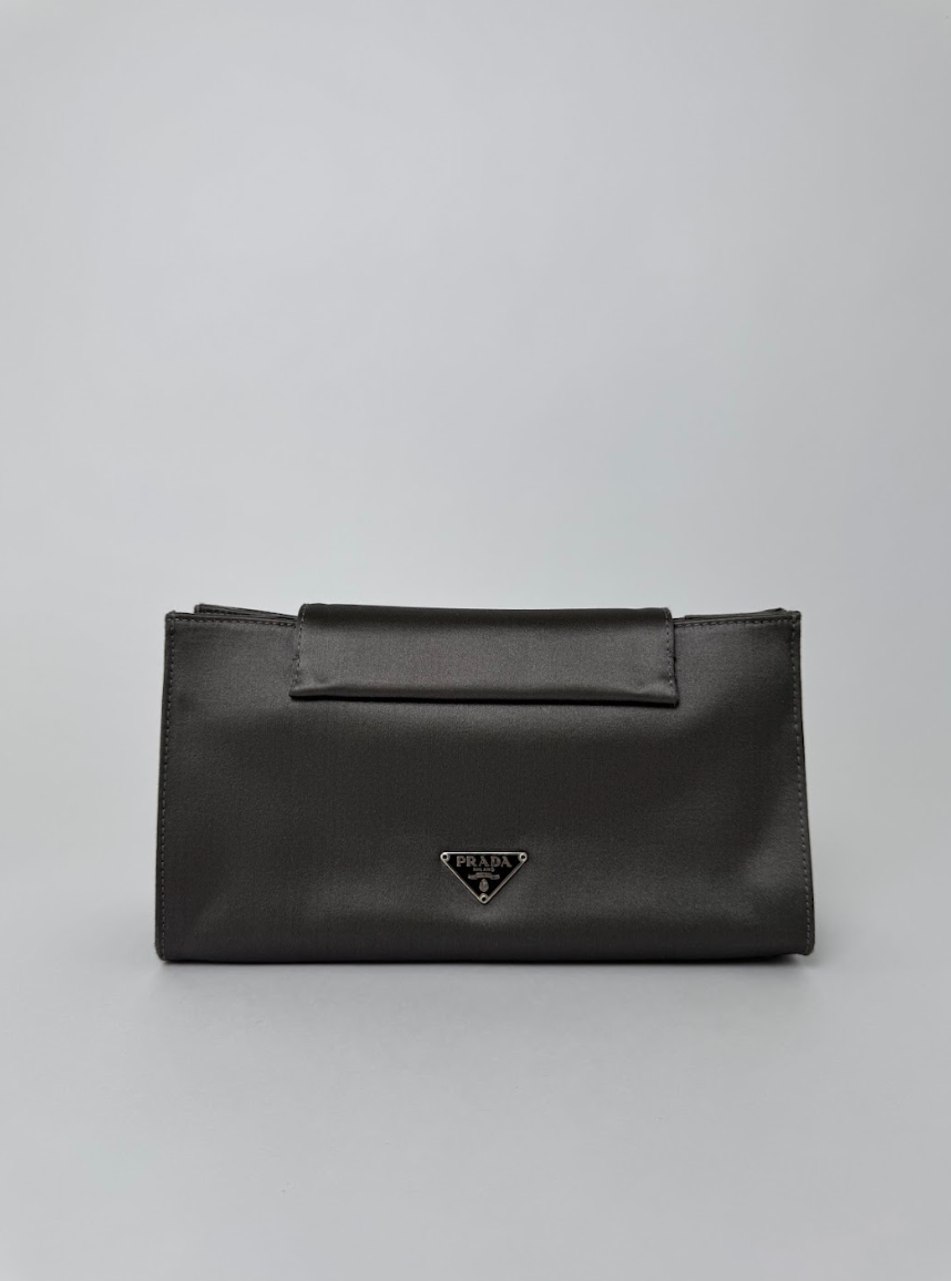 Prada Grey Satin Clutch