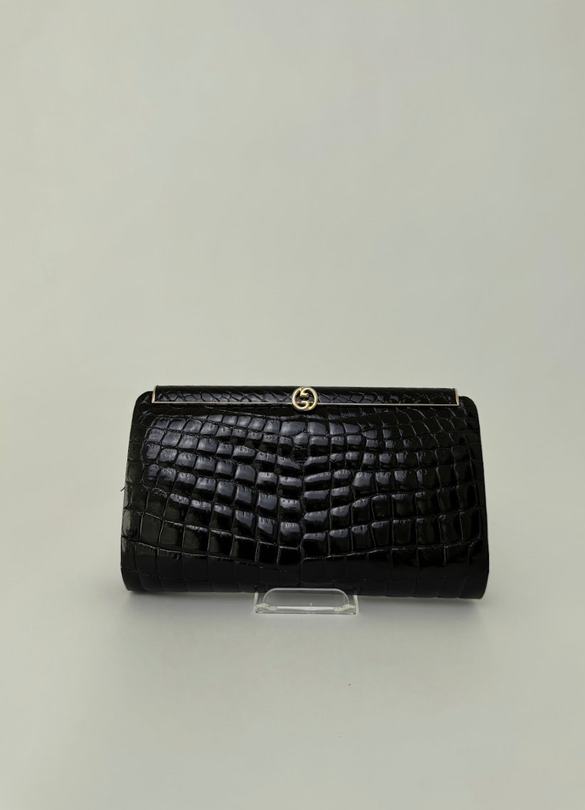 Gucci Black Crocodile Clutch