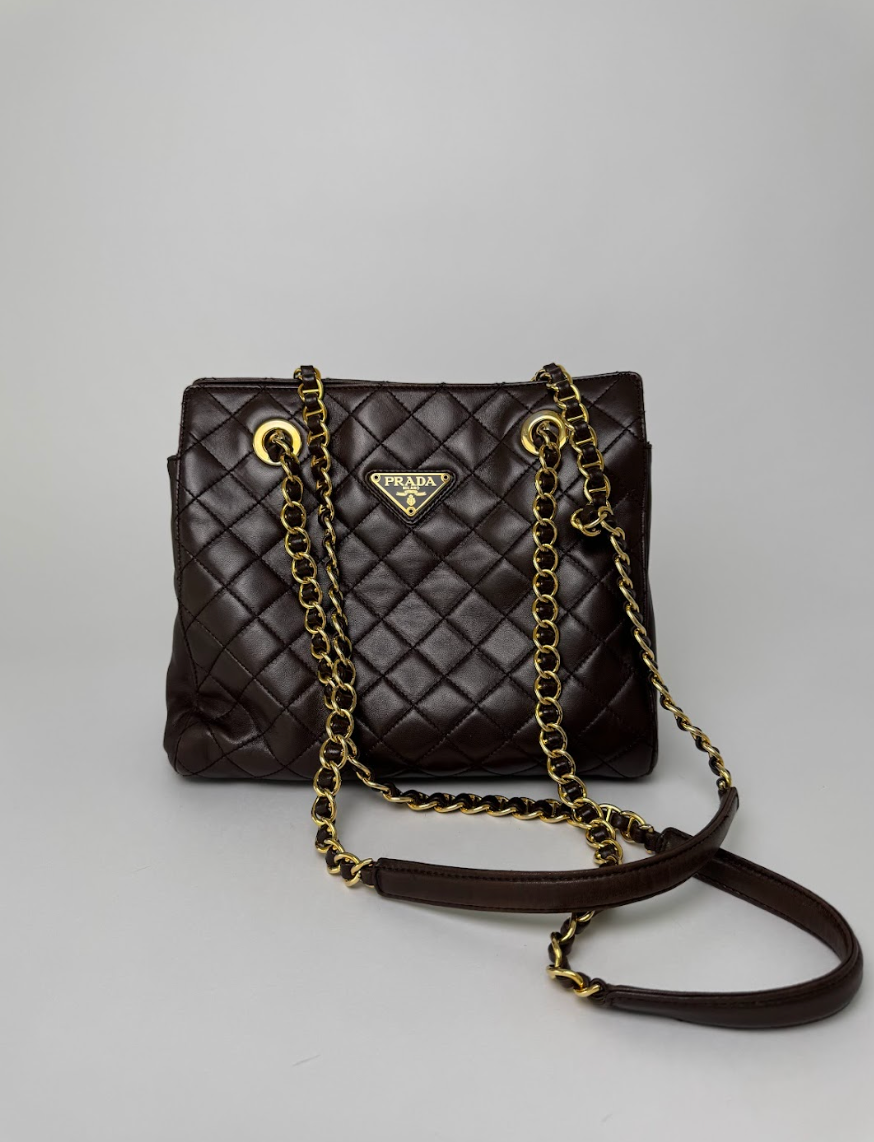 Prada Quilted Brown Shoulder Bag