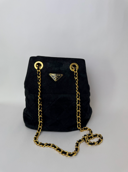 Prada Black Suede Shoulder Bag