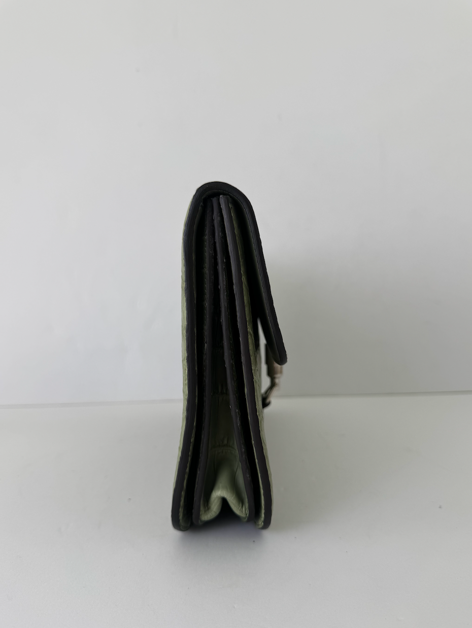 Gucci Green Croc Leather Clutch