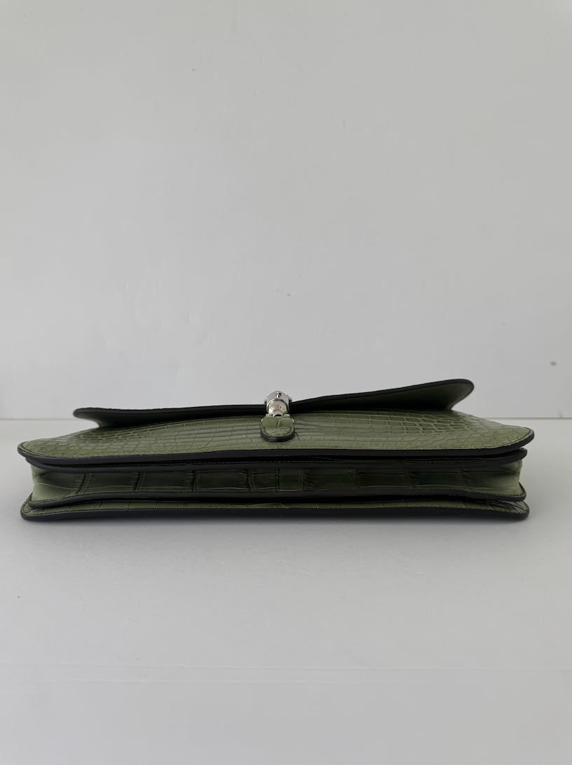 Gucci Green Croc Leather Clutch