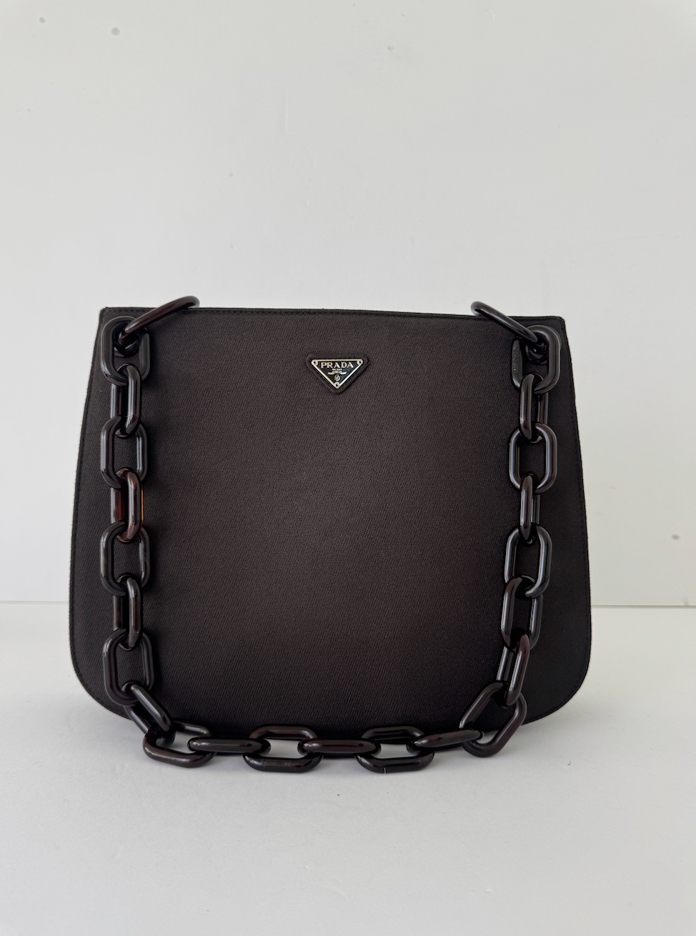 Prada Chain Link Canvas Shoulder Bag