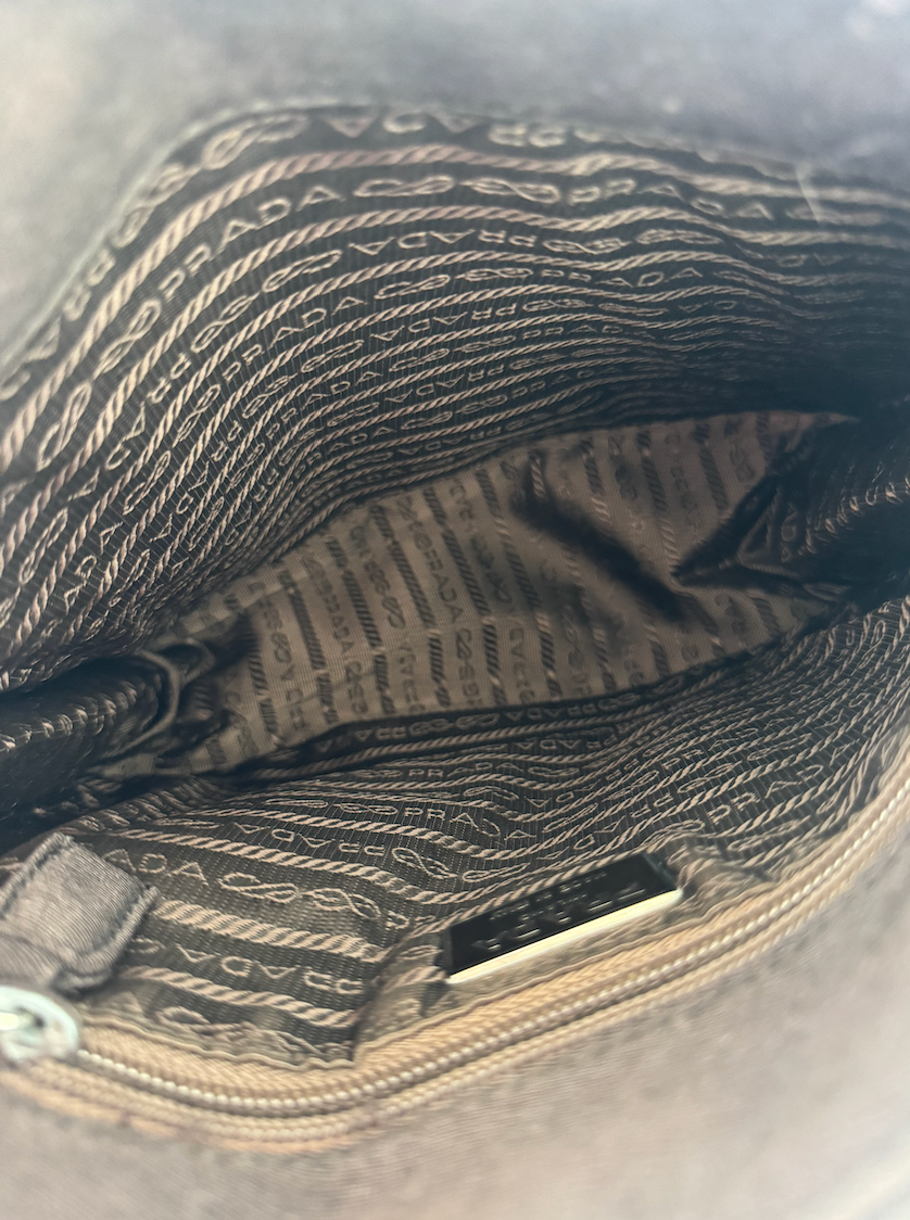 Prada Chain Link Canvas Shoulder Bag