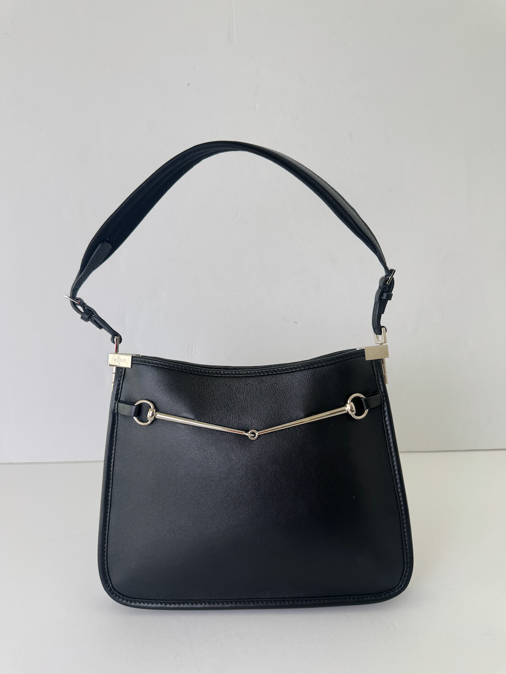 Gucci Black Horsebit Slim Shoulder Bag New