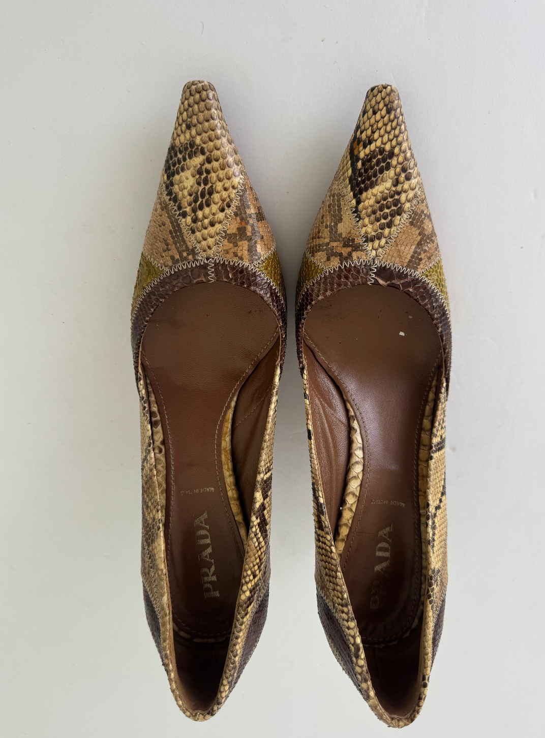 Prada Snakeskin Embossed Pumps 38