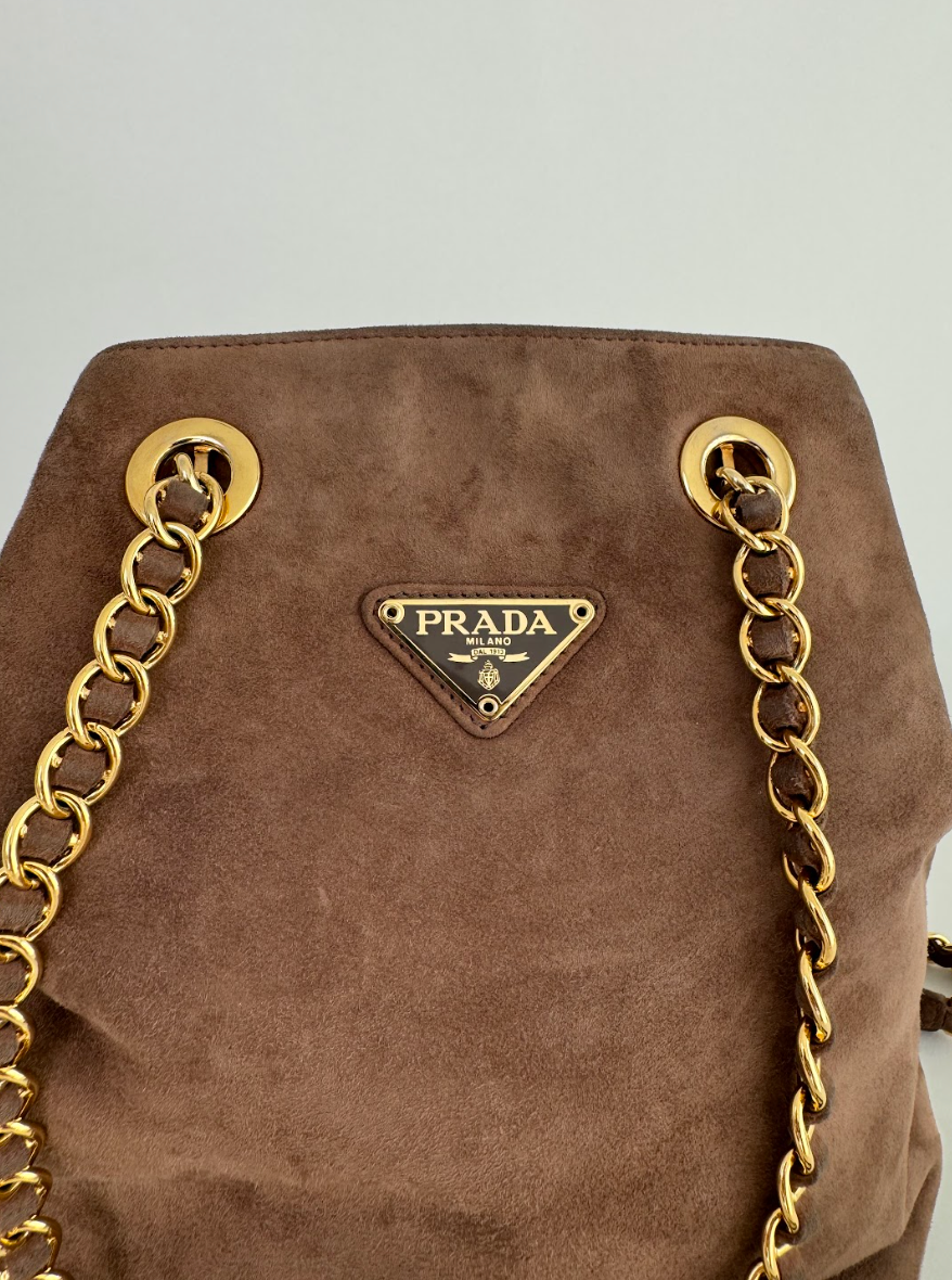 Prada Brown Suede Shoulder Bag