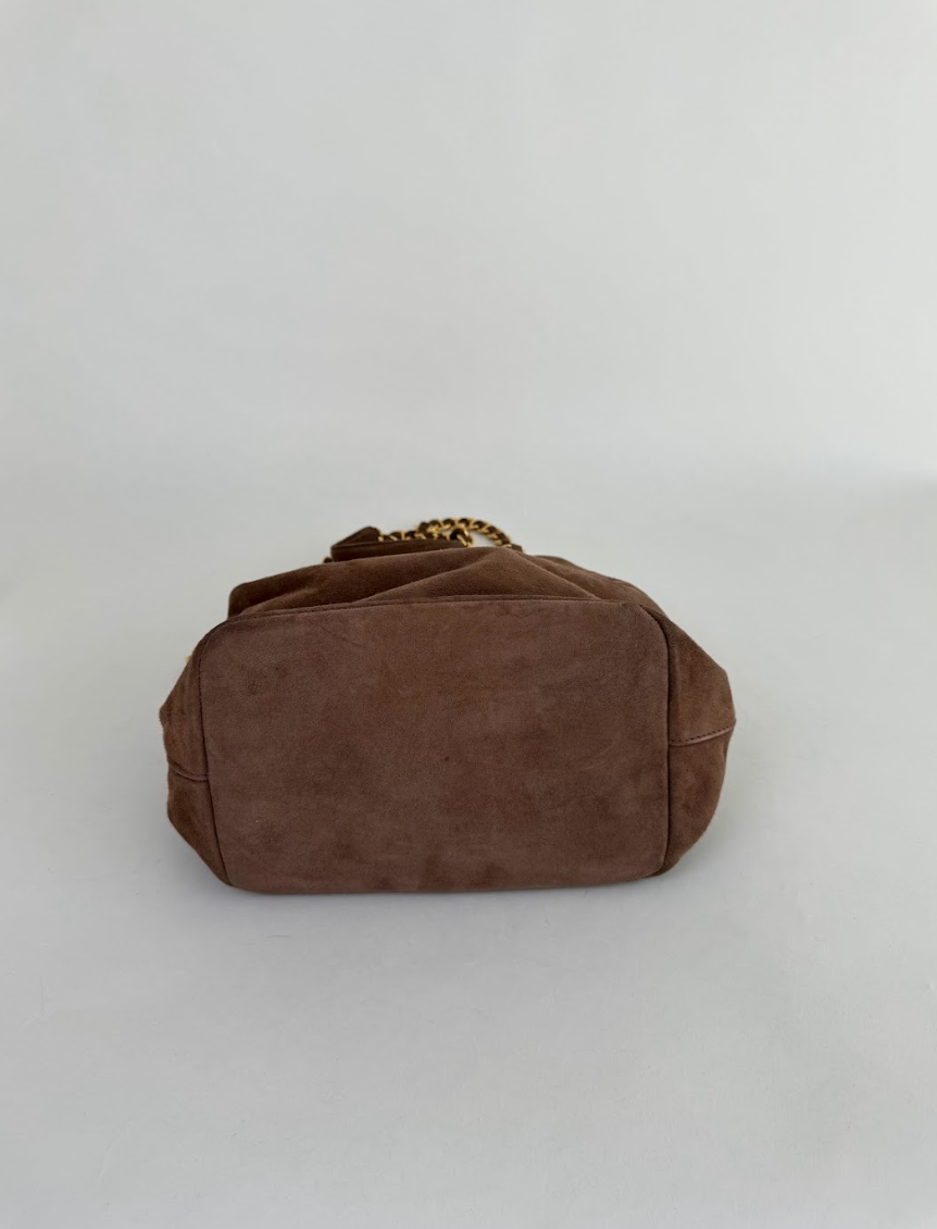 Prada Brown Suede Shoulder Bag